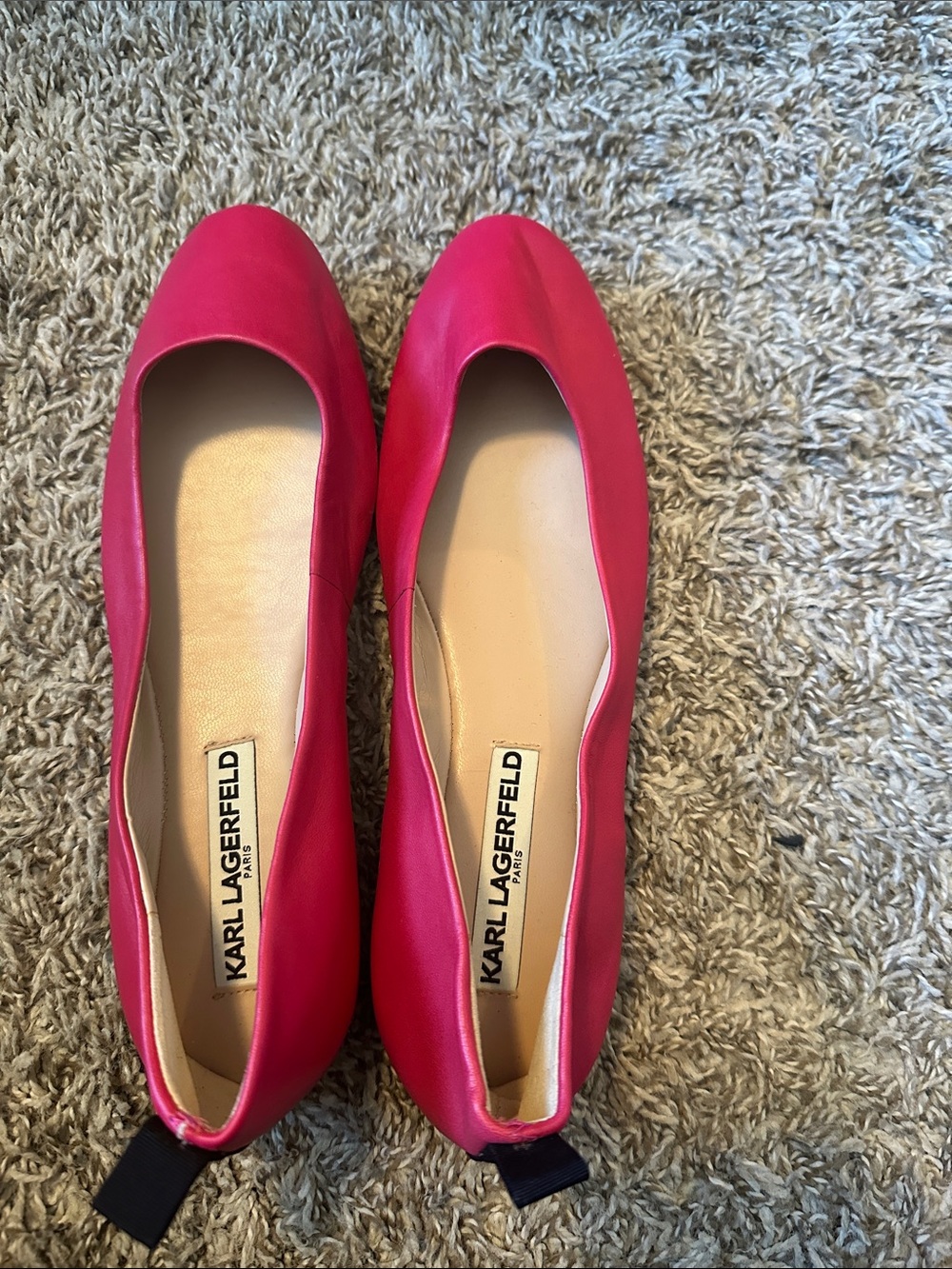 Karl Lagerfeld Hot Pink Leather Ballet Flats